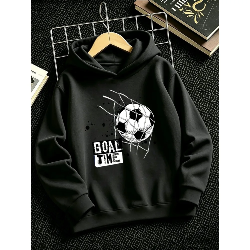 Kids Hoodie Soccer Break Net GOAL TIME Print Soft Comfortable Long Sleeve Pullover Hooded Sweatshirt