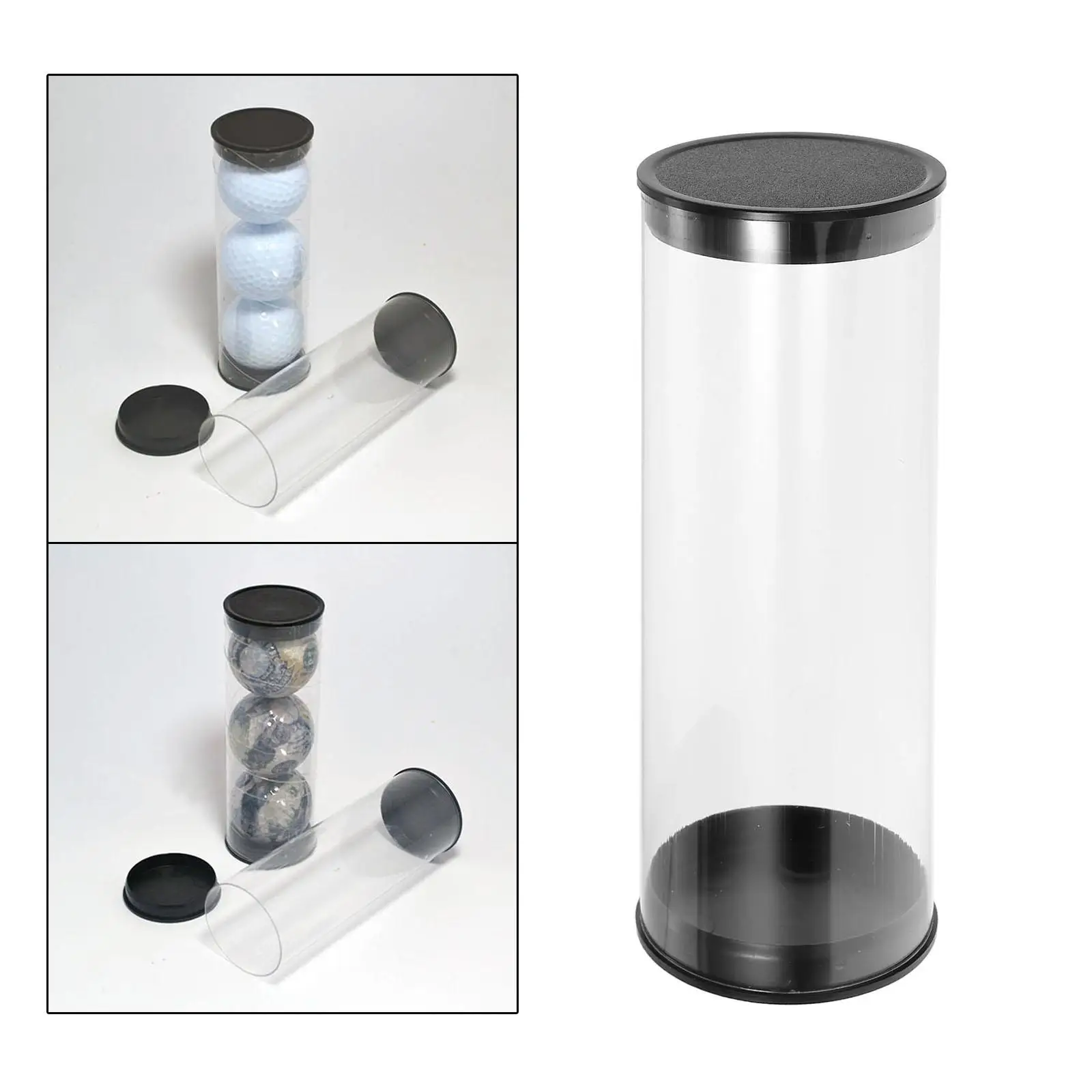 Golf Ball Tube Barrel Displaying Golfs Case Round Carrying Clear Containers