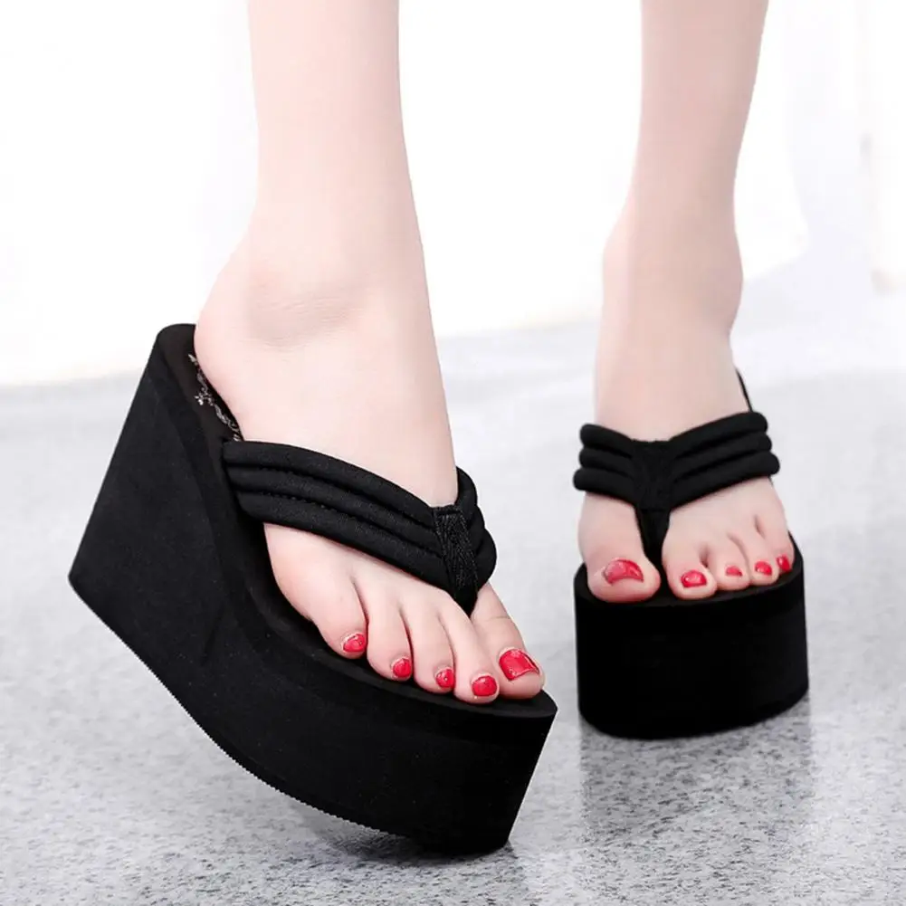 Women Thick Sole Flip Flops Women’s Platform Flip Flops with Arch Support Thick-sole Wedge Sandals Non-slip Thong for Beach