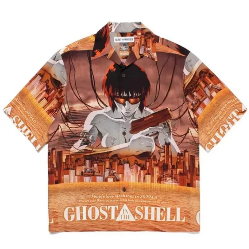 AI Summer Mens Womens WACKO MARIA Classic Print Anime Retro Casual Hawaiian Loose Cuban Collar Short Sleeve Shirt