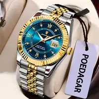 Reloj de pulsera POEDAGAR informal a la moda para hombre, Reloj luminoso resistente al agua con fecha para hombre, relojes de negocios de cuarzo de acero inoxidable para hombre