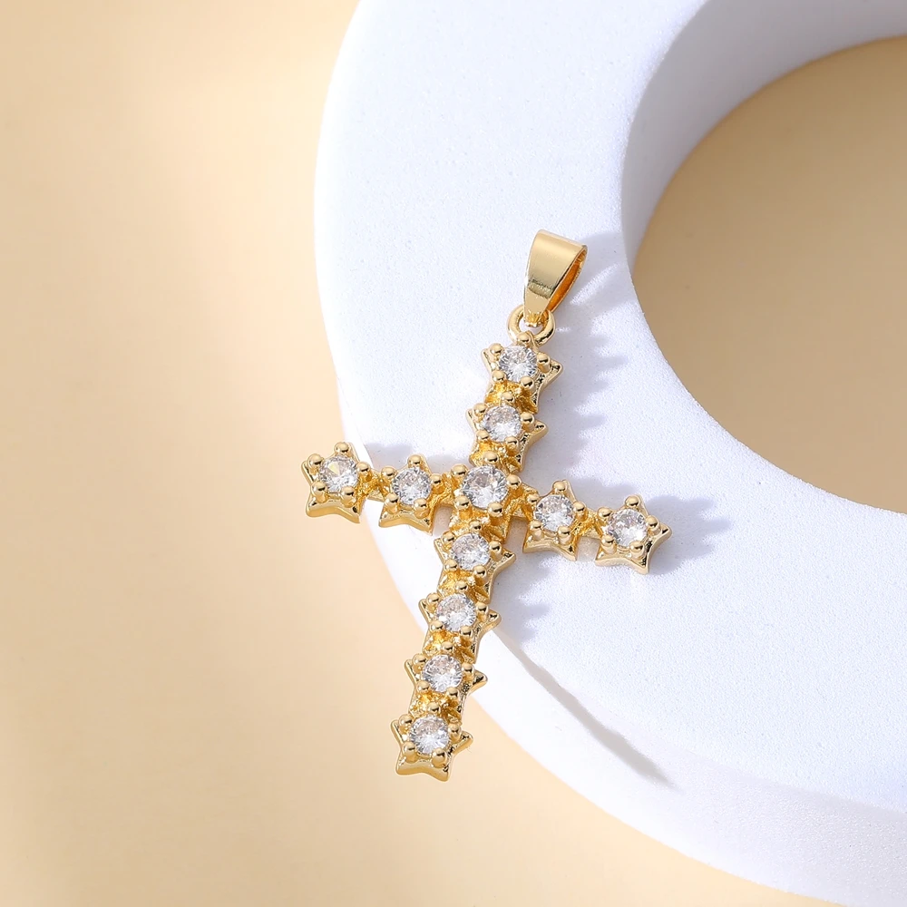 Juya 18 Karat echt vergoldeter religiöser Rosenkranz, christlich-katholisches Kreuz, Anhänger, Schmuckherstellung, Zubehör, Kunsthandwerk, böser Blick, Charms – Detail 17