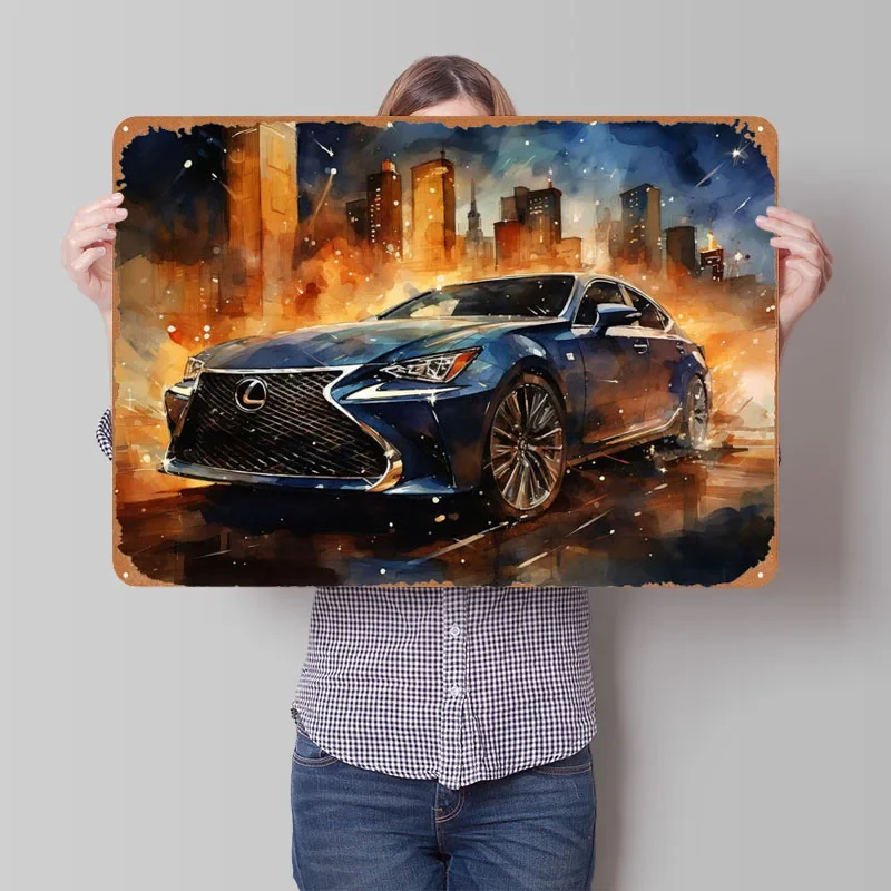 My Lexus GS Car Sign Wall Art Decor Coffee Bar Vintage Metal Tin Sign Plaques for Garage Wall Decoration Gaming Room Decoration