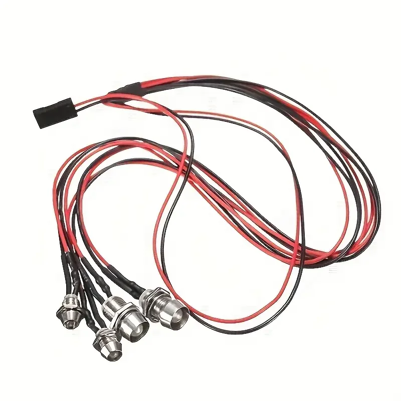 طقم إضاءة LED 3 مم/5 مم لسيارة RC - مصابيح أمامية حمراء/بيضاء، 4 مصابيح أمامية LED مع قابس فوتابا، ملحقات سيارة طراز DIY