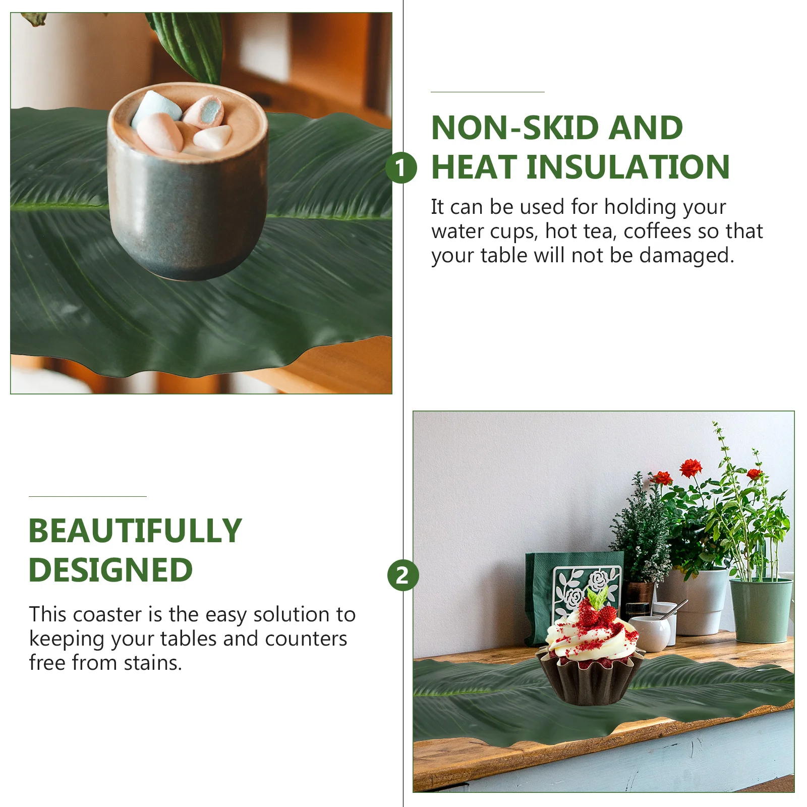 

5pcs Leaf Shaped Cup Mats Heat Resistant Creative Home Table Decoration Anti-Slip Coasters For Cups Teacups Decorative