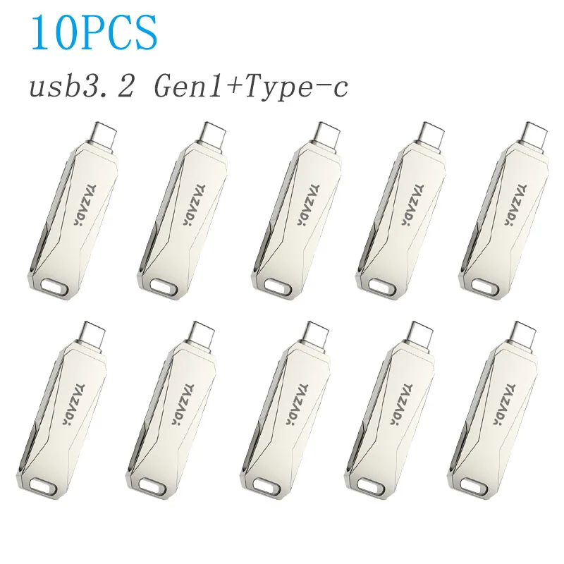 

10pcs/Lot Usb3.2 Gen1 Flash Drive With Type-c Ieterface 64Gb Memory Stick Pendrive Metal U Disk Pen Drive 32GB For Mobile Phone