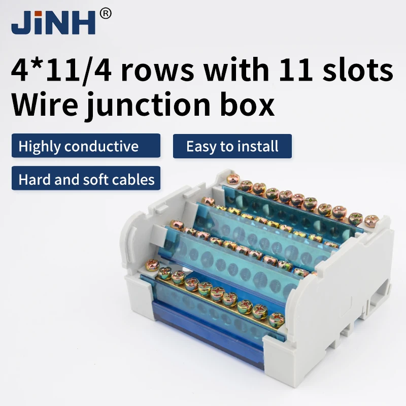 Din Rail Distribution Junction Box 4 Level Single Phase Screw Universal Electric Wire Power 1/2 in Several Out Terminal Block