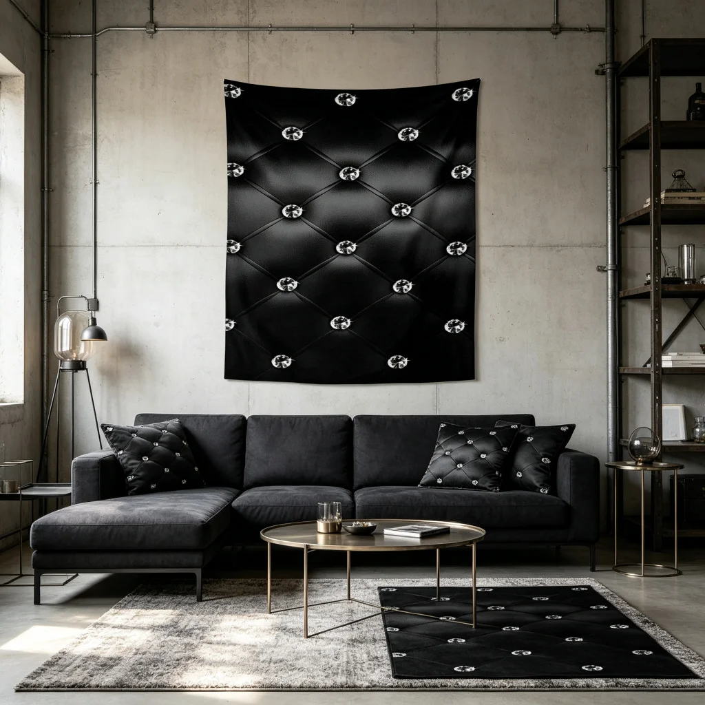 1PC Black Leather Art Print Backdrop Banner, Bedroom Living Room Photo Background, Polyester, Home Decor, Wall Art