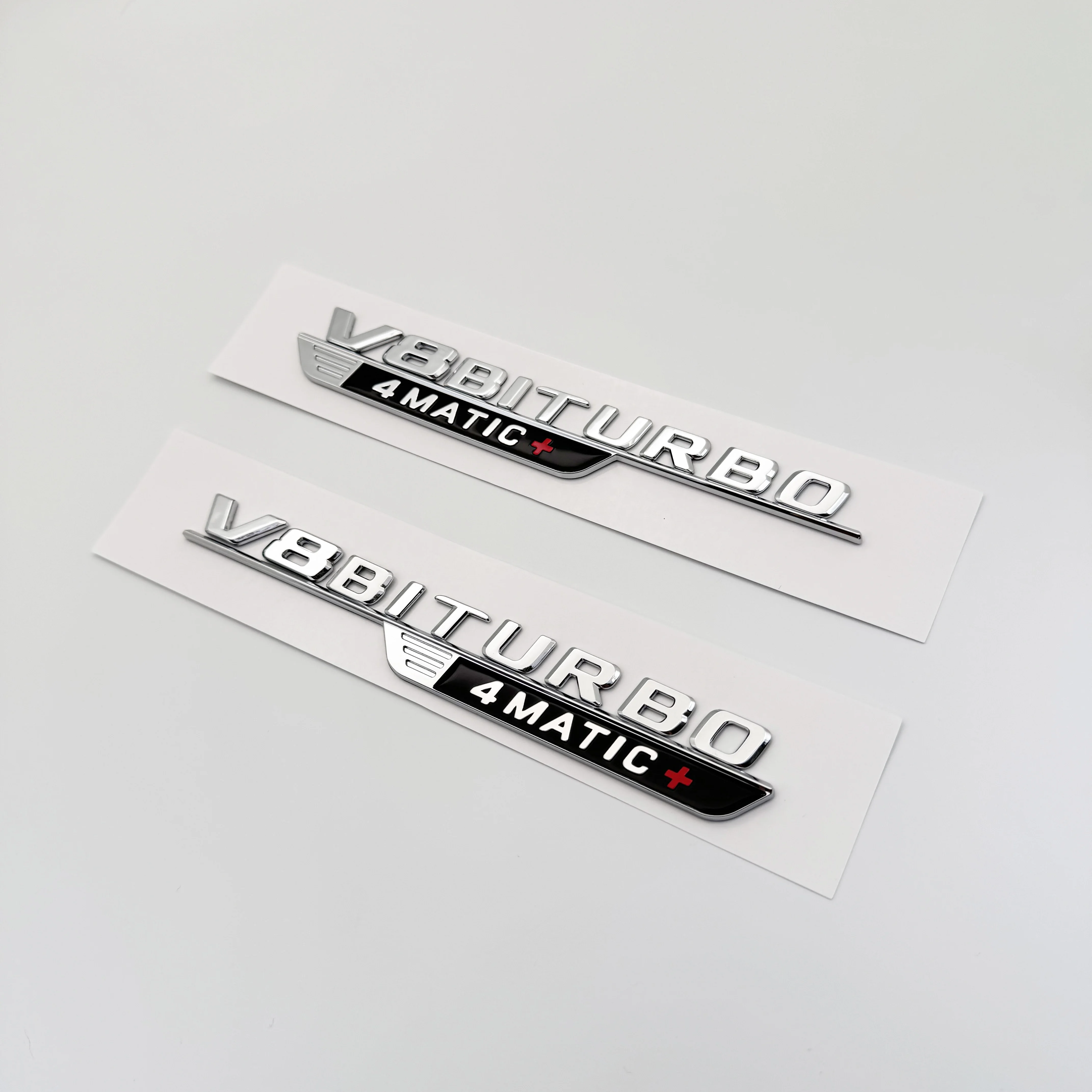 2024 New Letters Numbe V8 BITURBO 4MATIC+ Emblem Car Fender Trim Badge Sticker For Mercedes Benz C63S E63S GLC SL55 Accessories