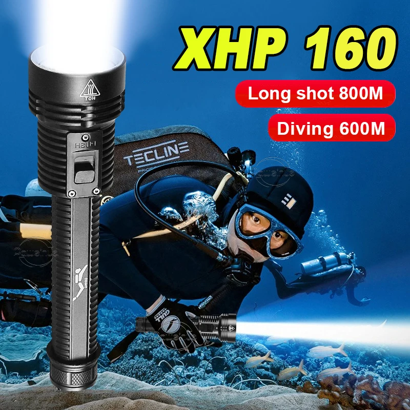 

Профессиональный фонарь для дайвинга XHP160, водонепроницаемый фонарь IP68, подводная лампа XHP90, мощный светодиодный фонарь, фонарь для дайвинга 18650