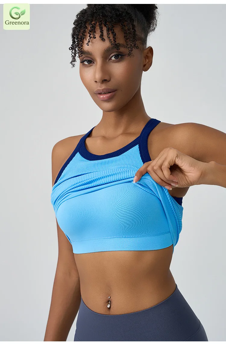 เสื้อครอปโยคะ Greenora แบบมีริ - Seamless Ribbed Workout Tank Top บทวิจารณ์และราคา