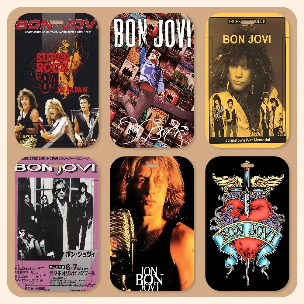 Porta Tarjetas con Cordón Clásico de la Banda de Rock B-Bon J-Jovi, Porta Tarjetas de Identificación para Estudiantes, Porta Tarjetas con Correa para el Cuello