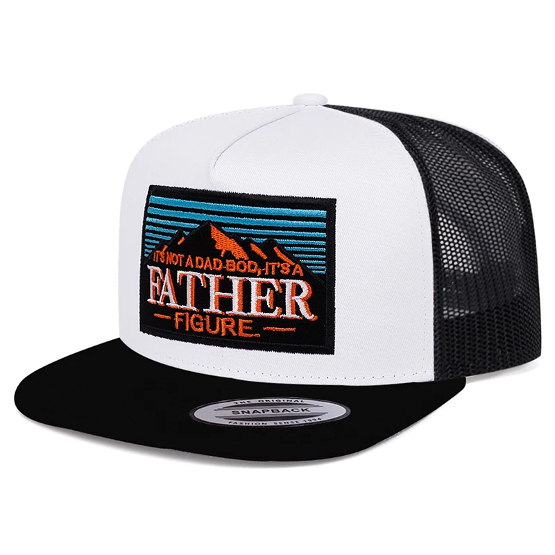 2026 New Mesh Hat Mountain FATHER Embroidered Hip Hop Hat Daily Casual Decoration Sunshade Hat Unisex Flat Edge Hat Baseball Hat