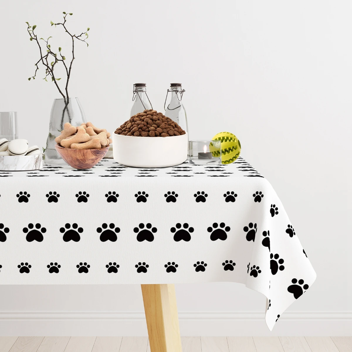 Puppy Paw Print Plastic Tablecloth Disposable Table Cover Puppy Themed Birthday Party Decorations for Dog Party Supplies