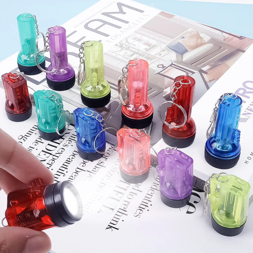 6/1PCS LED Keychain Flashlight Colorful Battery Powered Pocket Light Kids Gift Toys For Home New Year Party Decoration Lighting