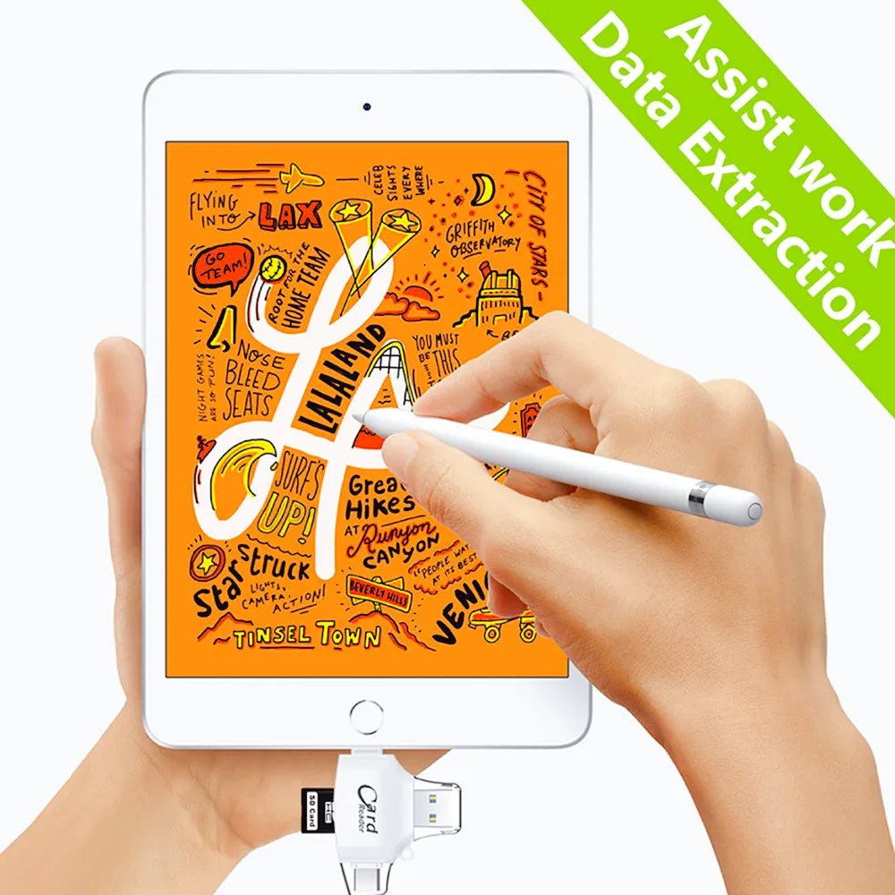 4-in-1 Type-C naar SD/TF/CF geheugenkaartadapter SD-kaartlezer Driver SD TF compacte camera kaartlezer voor iPad iPhone 15 14 13 8