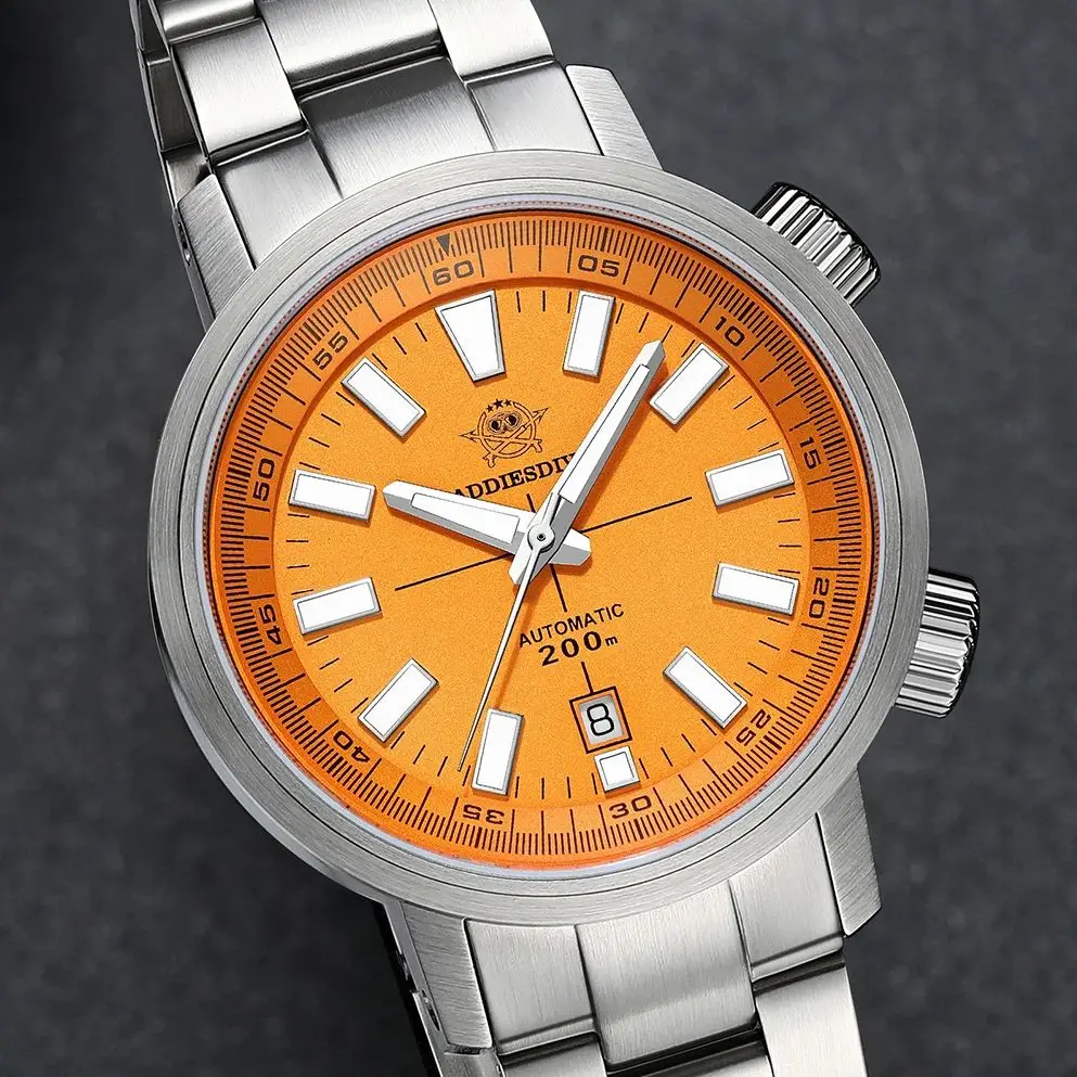 

Часы для дайвинга ADDIESDIVE, сапфировое стекло, 42 мм, оранжевый вращающийся внутренний ободок, BGW9, суперсветящиеся, водонепроницаемые, 200 м, механические часы
