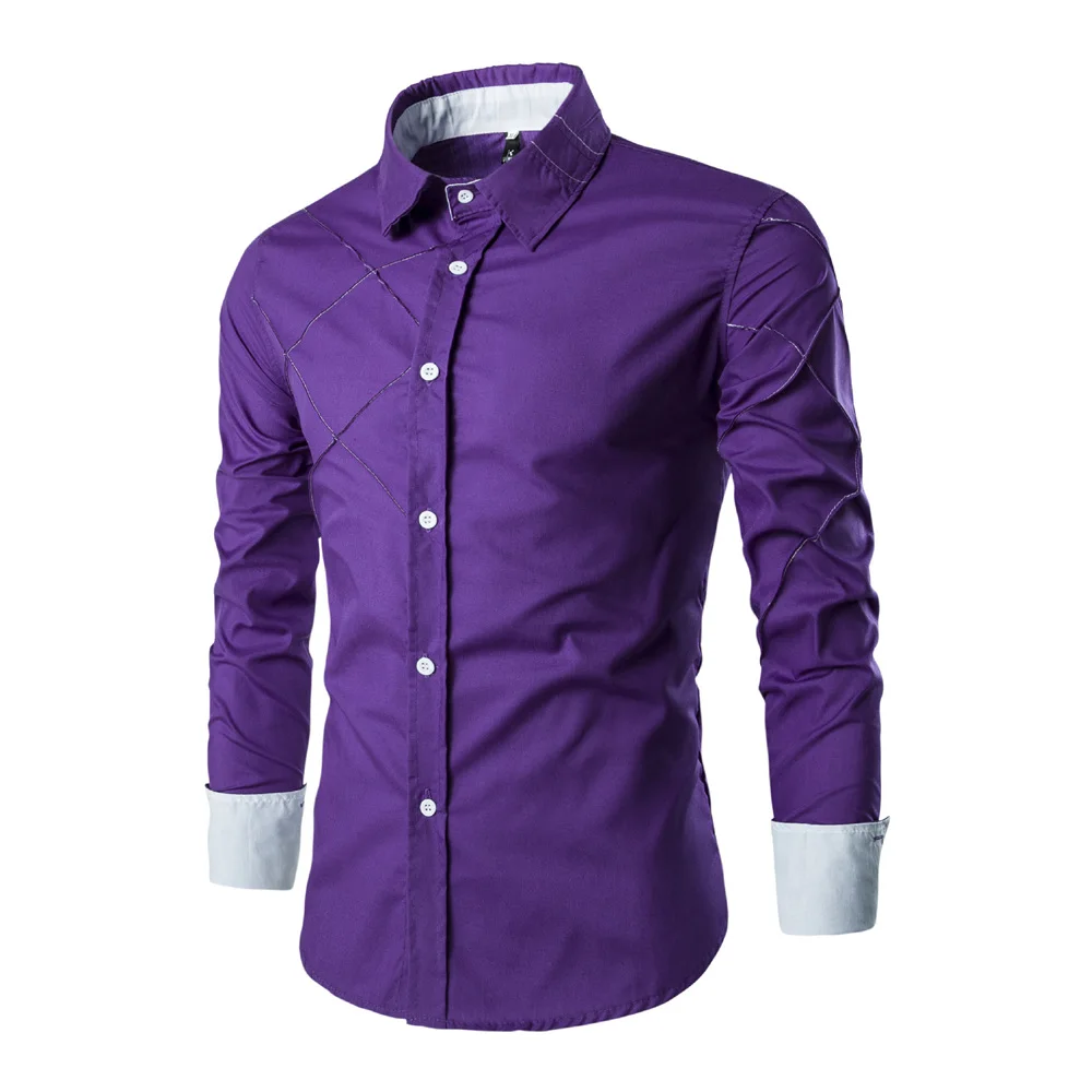2022 Mens Casual Slim Fit Stylish Long Sleeve Dress Shirts Luxury Polyester and Cotton Shirts Black / White