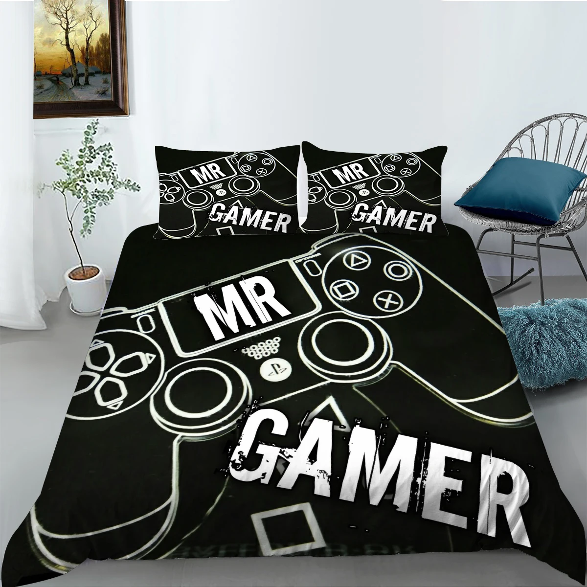 Luxury Gamepad Bedding Sets Single Size Kids Cartoon Duvet Cover and Pillowcase Set Quilt Cover King Full Twin Bed Set Home