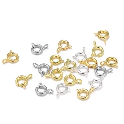 2/5Pcs 5-7mm 14k/18K Real Gold Plated Round Spring Ring Clasp Hooks for DIY Bracelet Necklace Jewelry Making Accessories