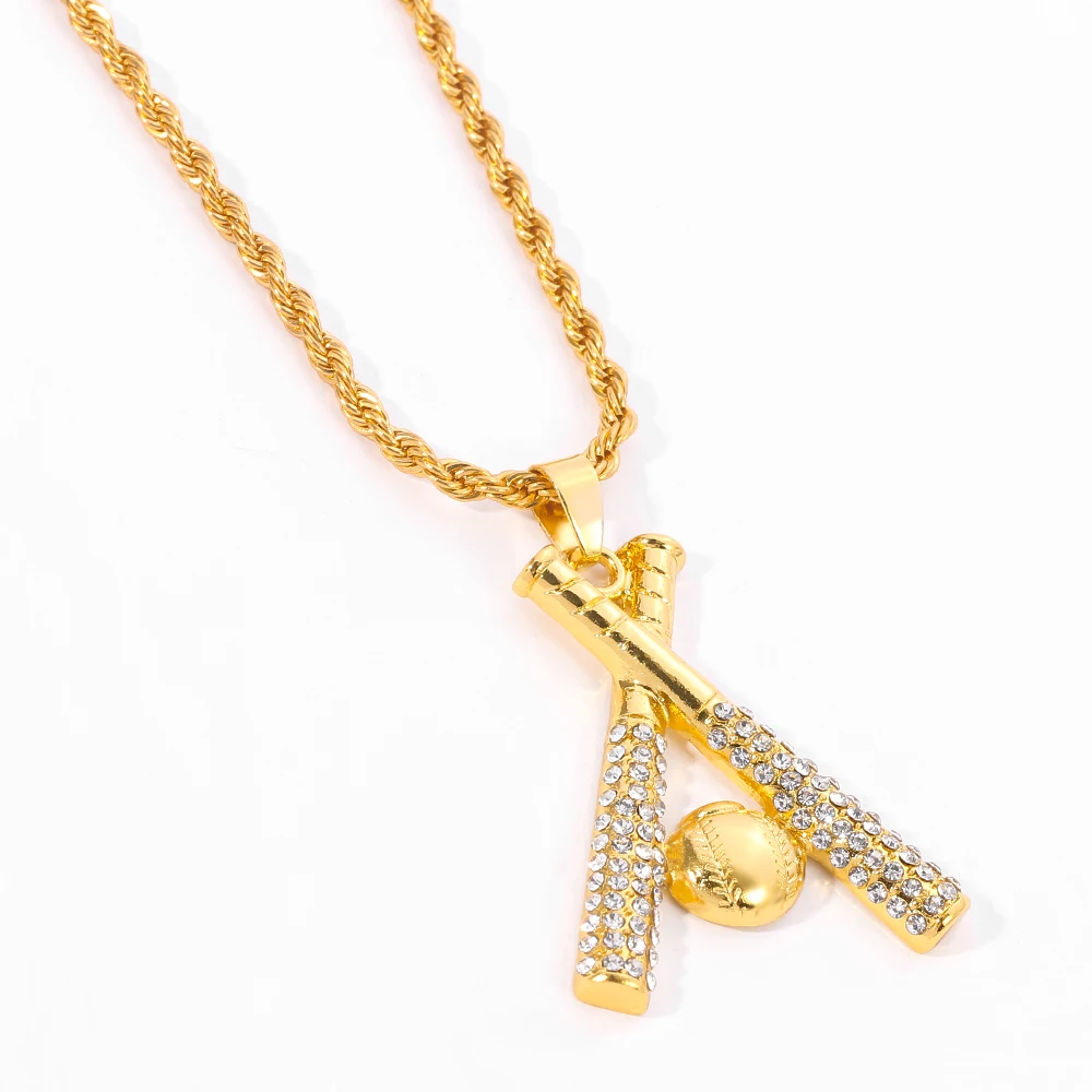 Fashion With Pendant Baseball And Baseball Bats Necklace Hip Hop Jewelry For Men And Women Accessories Pendants