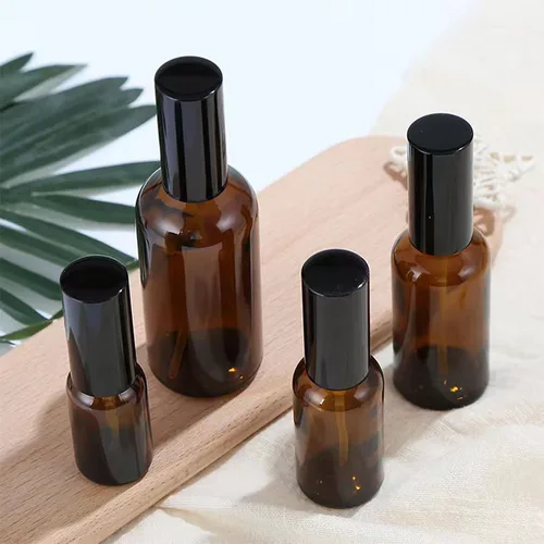 Imagen 2 del producto 10/20/30 Uds 10ml 15ml 20ml 30ml 50ml 100ml botella de spray de vidrio botella de bomba de loción marrón ámbar atomizador de Perfume de viaje recargable