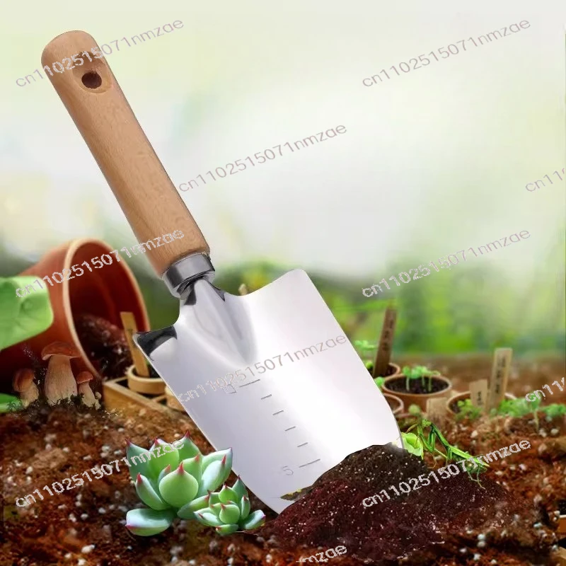 Stainless Steel Wooden Handle Horticultural Digging Soil Succulents Thickening Small Shovel Rake Loosening Soil Weeding