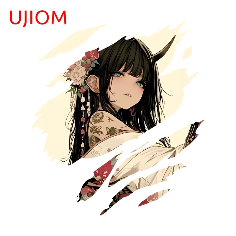 UJIOM Samurai girl Eye Catching Tear Wall Sticker Exquisite Creative Waterproof adhesive Decal clearance items cheap for home