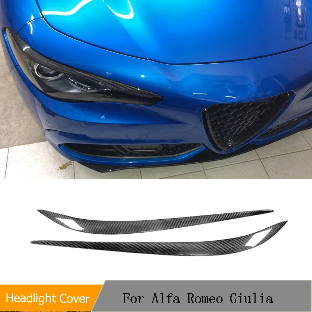 

Car Headlight Eyebrows For Alfa Romeo Giulia Quadrifoglio Base Quadrifoglio Verde TI Sedan 4-Door 2015-2018 Dry Carbon Fiber