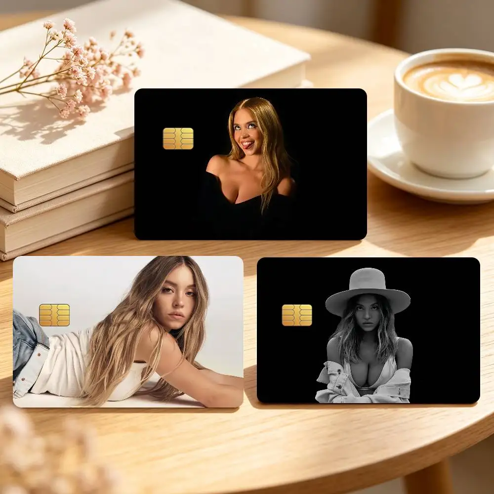 Actress Sydney S-Sweeney Credit Card Sticker Waterproof Anti-Scratch 4PCS Bank Debit Traffic Cover Decoration
