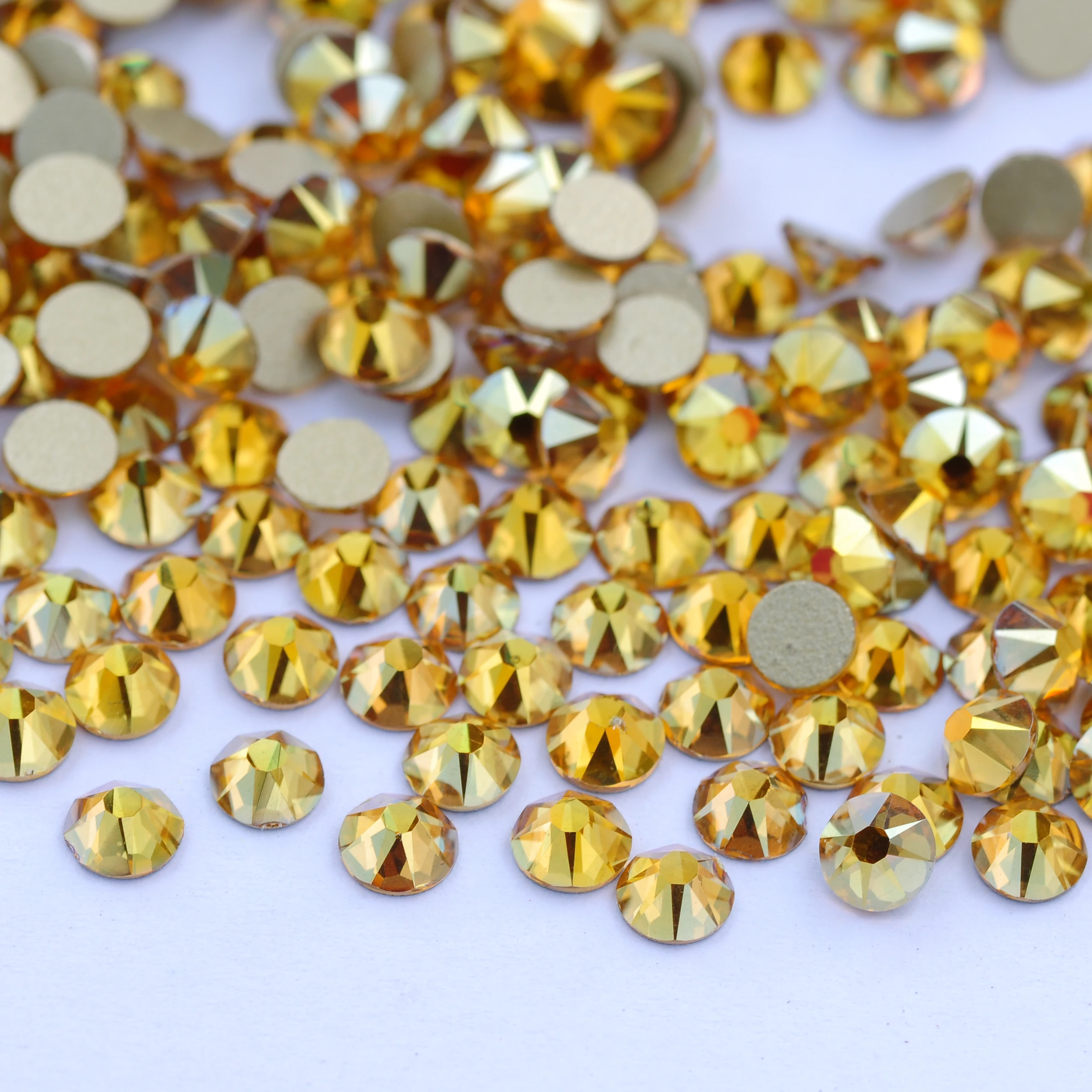 Topas und Topas AB Strass Kristall Gelb 3D Nagelkunst-Dekorationen Flache Strass-Steine Ohne Heißfixierung Klebstoff-Kristalle für Hochzeitskleider – Detail 4