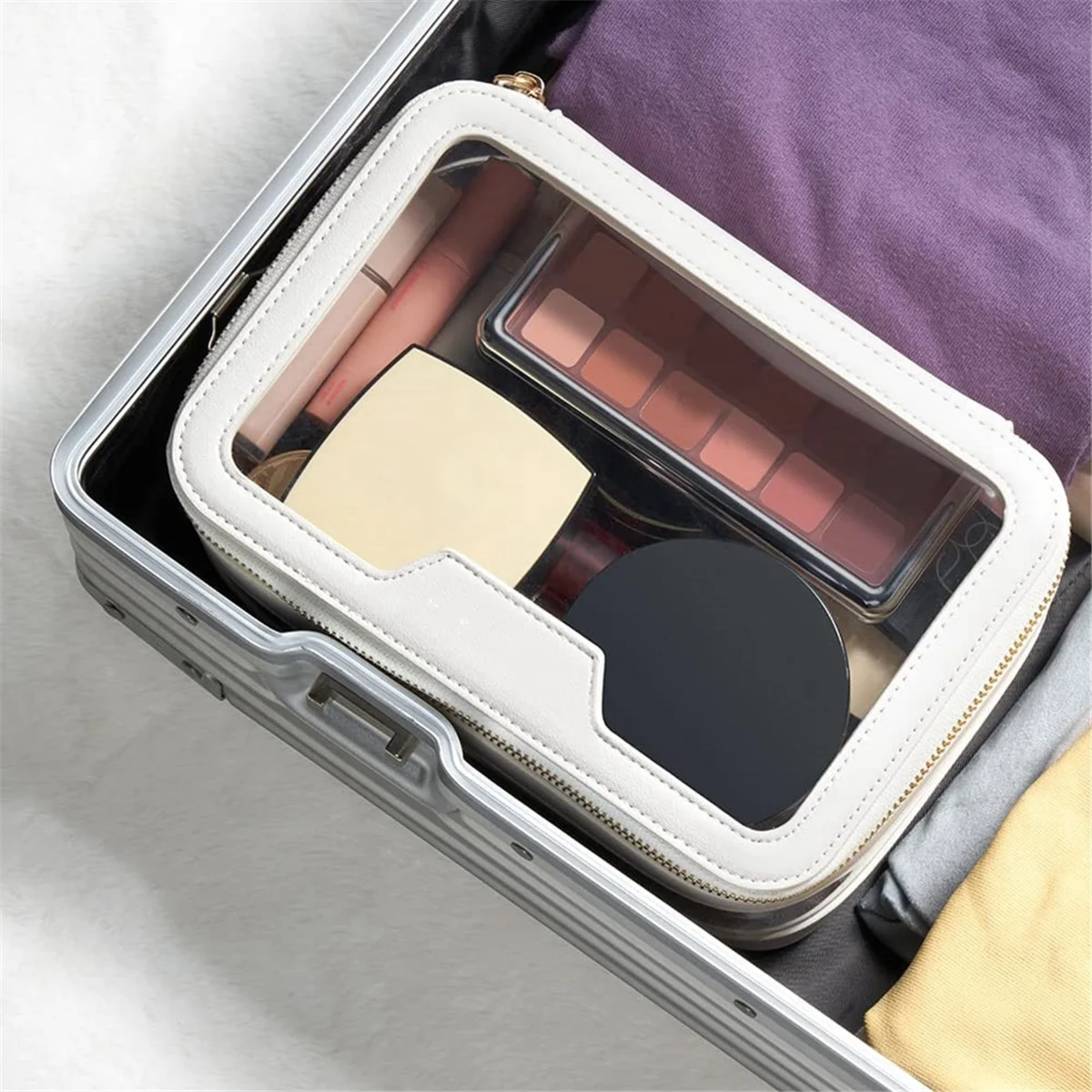 Clear Makeup Case Toiletry Bag Multipurpose Travel Makeup Train Case Portable Cosmetic Organizer Transparent Storage Bag