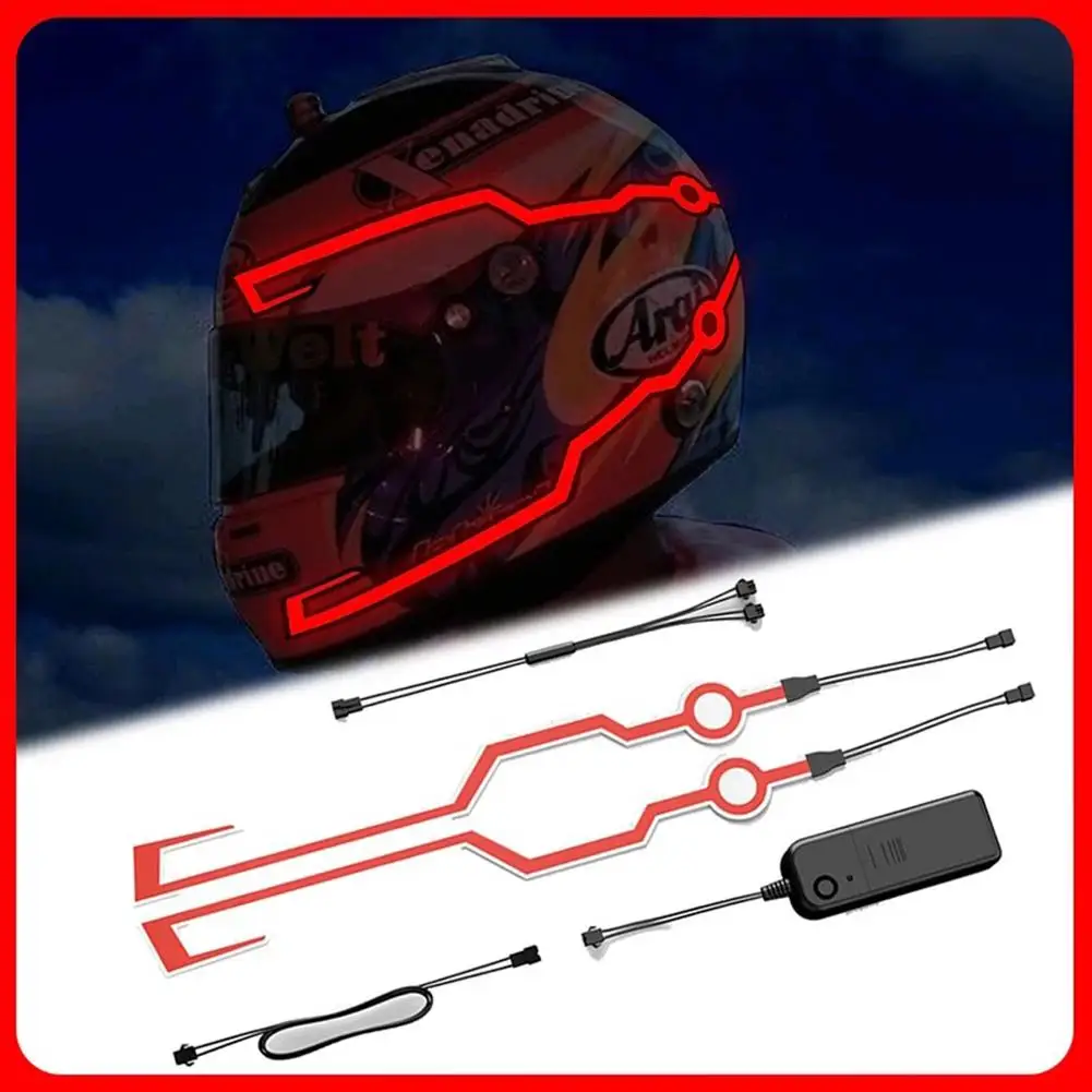 Motorcycle Helmet LED Warning Lights Night Riding Helmet Motor Cold Light Strip EL Waterproof Sticker 4 Flashing Accessories