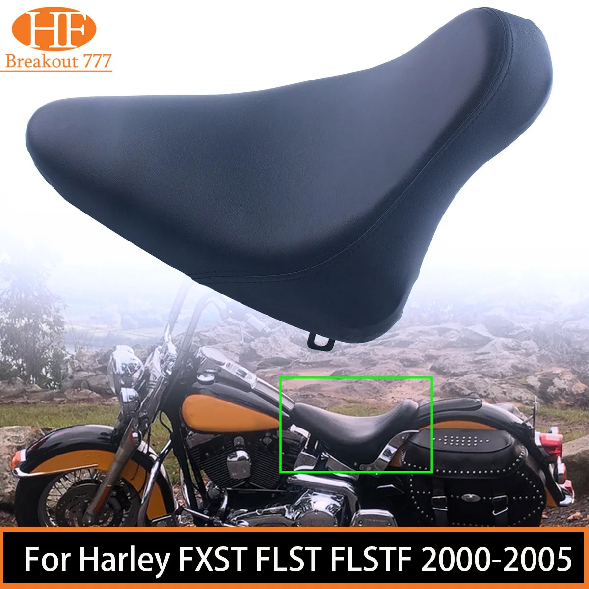 5 Style Motorcycle Solo Seat White/Black Stitching Synthetic Leather Motorcycle Accessories For Harley FXST FLST FLSTF 2000-2005