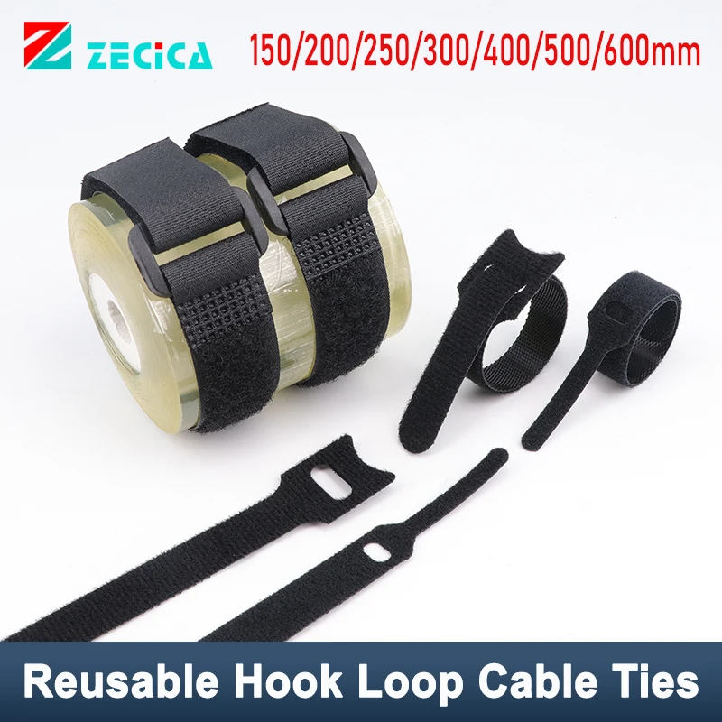 20/50Pcs  Reusable Hook Loop Cable Ties Buckled T Shape I Shape150/200/250/300/400/500/600mm Cable Organizer Fastener Belt Strap