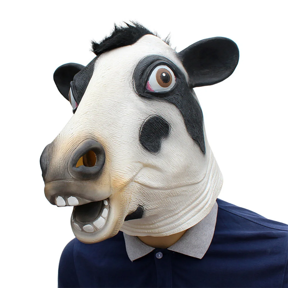

Cow Mask Head Cover Halloween Scary Costume Accessories Animal Modeling