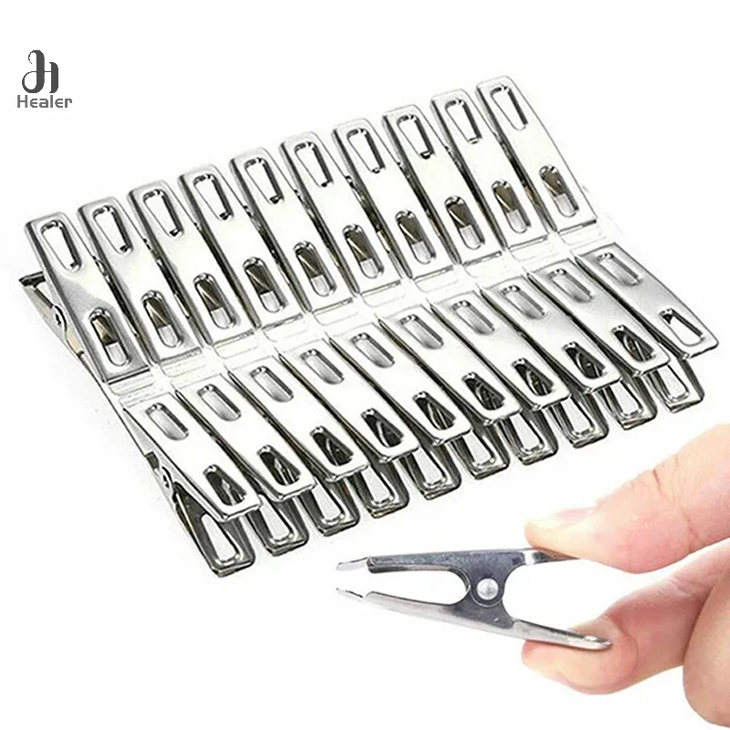 

10/20Pcs Stainless Steel Clothes Pegs Washing Clips Household Clothing Sealing Clip Windproof Clips Hang Pins Metal Clips Clamps