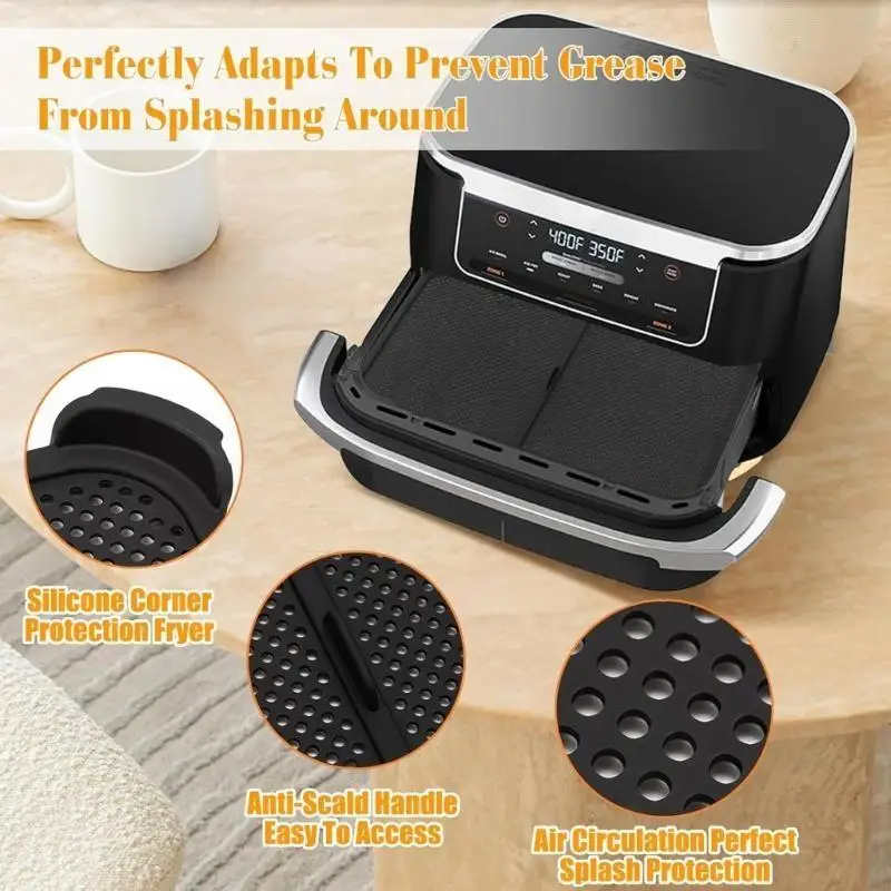 19QE NONSTICK AIR FRYERS 실리콘 뿌리는 공기 흐름 디자인 재사용 가능한 식기 세척기 안전 부엌 용품을 갖춘 쉴드