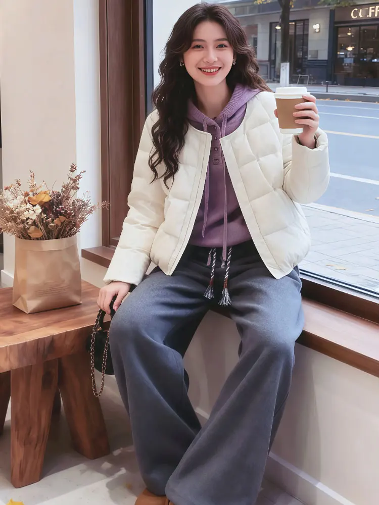 

Корейская утепленная хлопковая куртка с круглым вырезом, верхняя одежда для женщин, антивозрастная, зимняя, новинка, квадратный крой