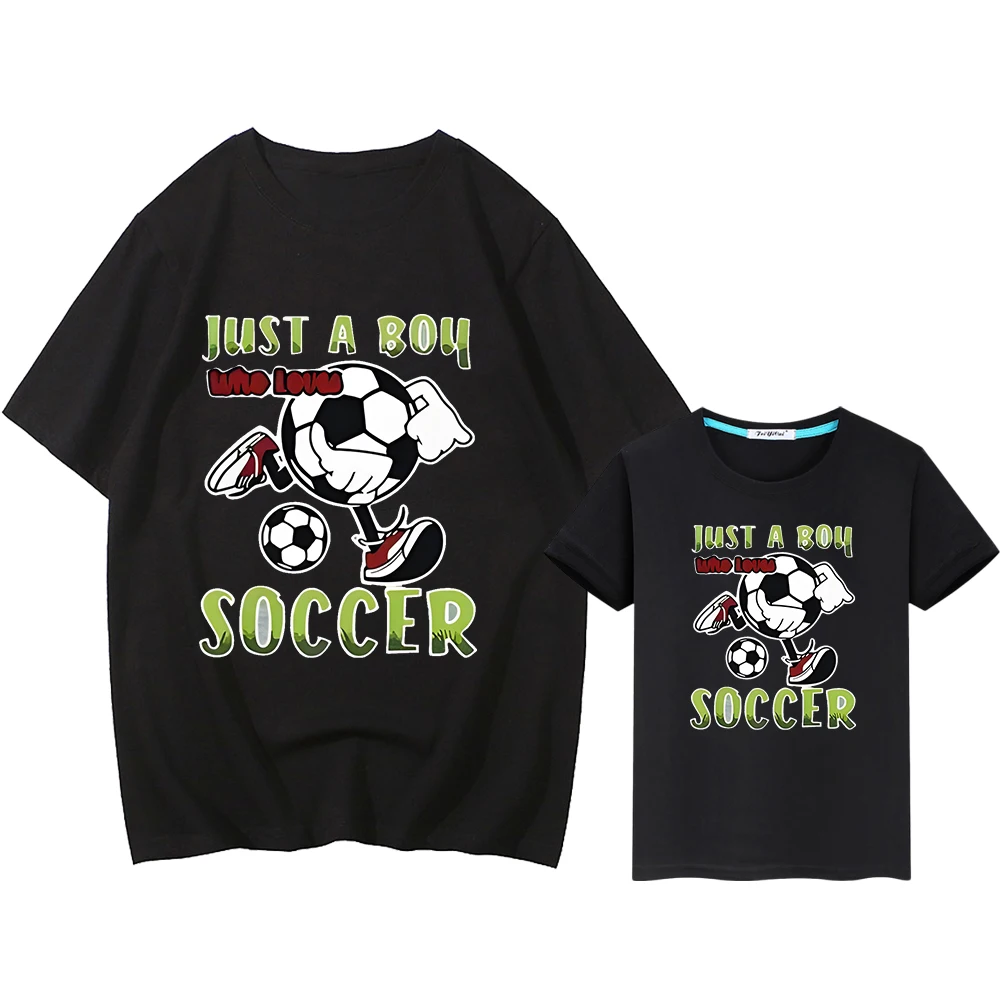 

Football Print 100%Cotton t shirt for kids boy 10years girls anime Short Men women Tops mom and daughter matching clothes y2k