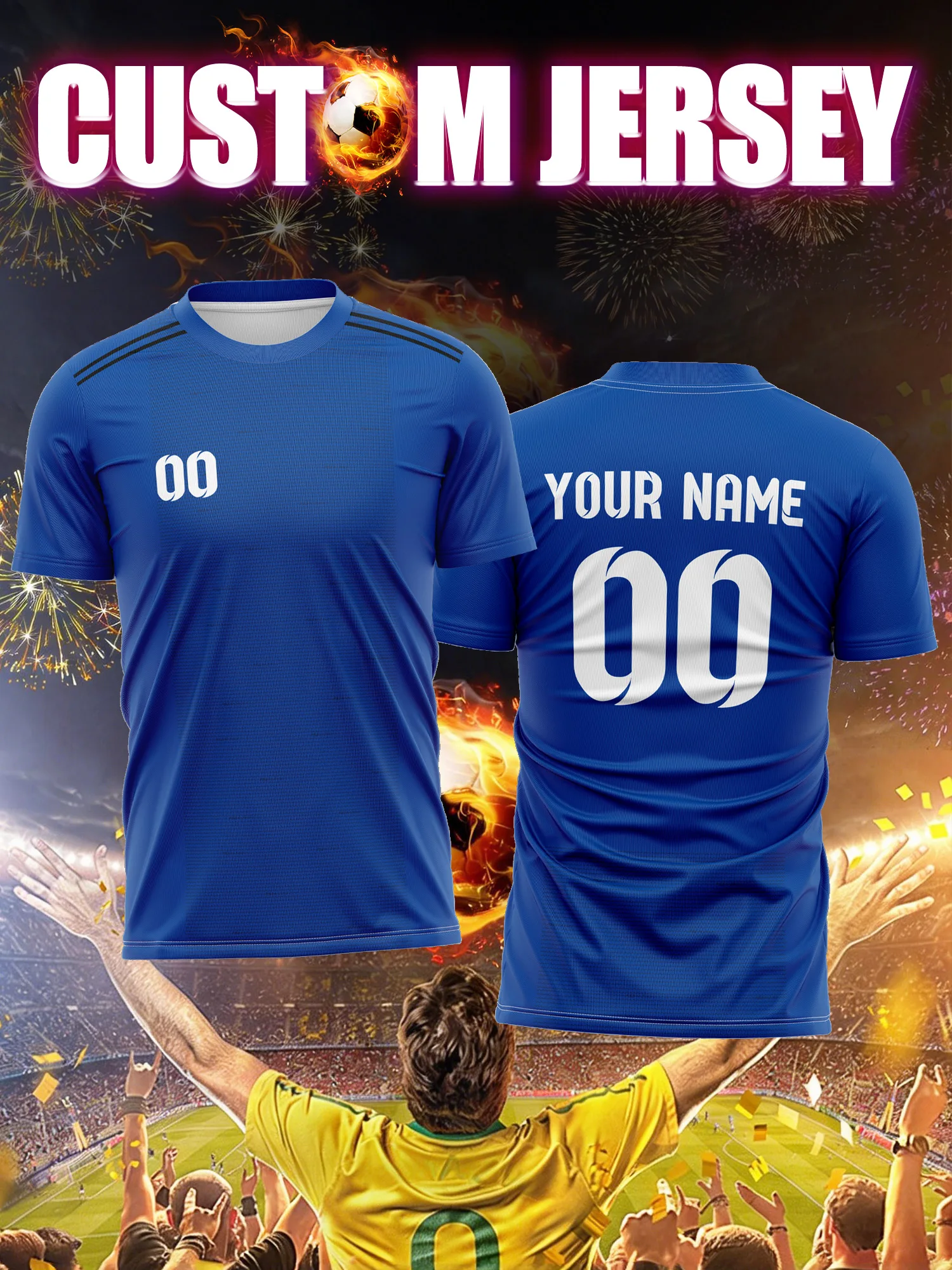 Custom Image Number Name Soccer Jersey,Beach Soccer Uniform,Sand Resistant Quick Dry Cooling Sportswear