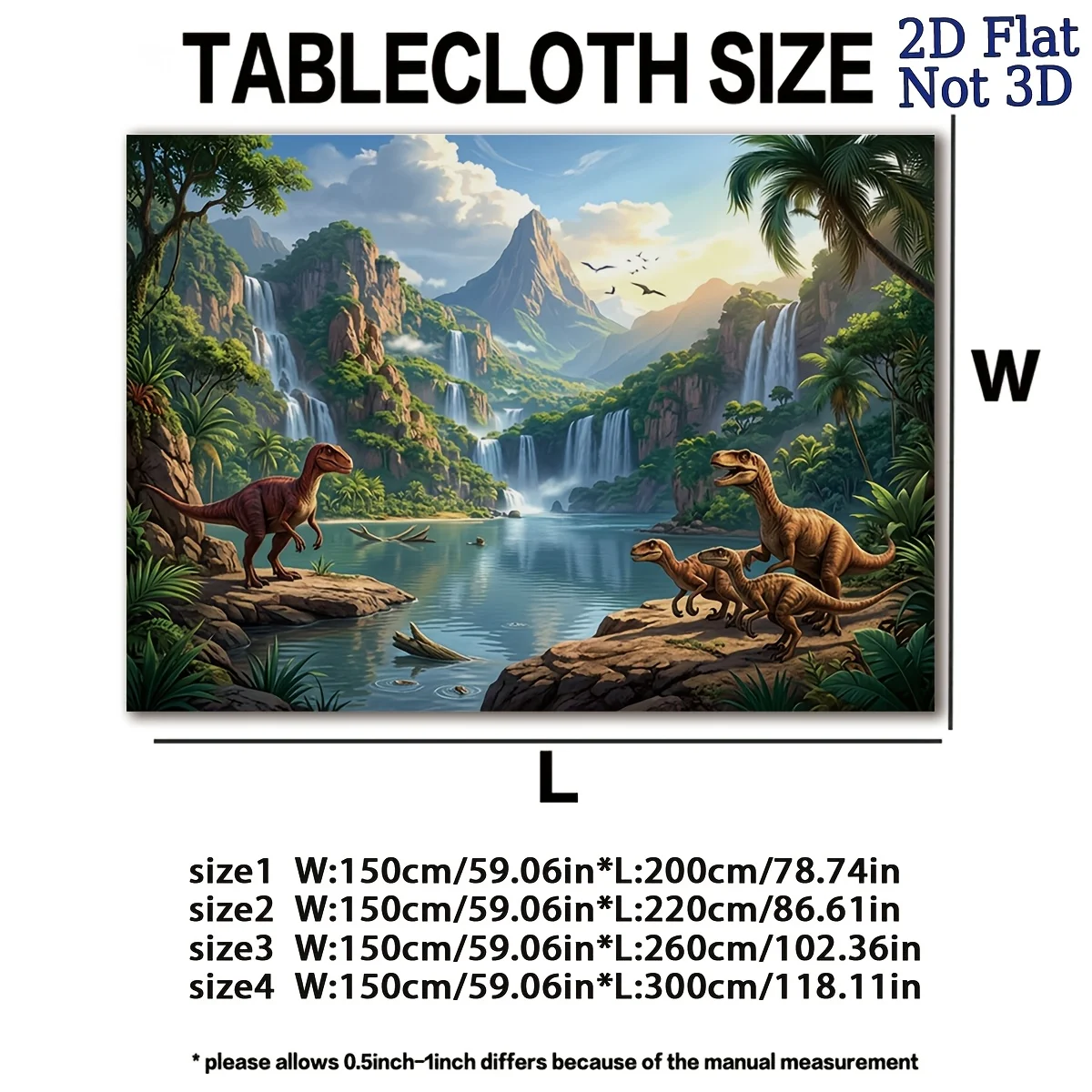 Vibrant Jurassic Jungle Landscape Tablecloth Waterproof Picnic Outdoor Dining Cover for Home Party Decor