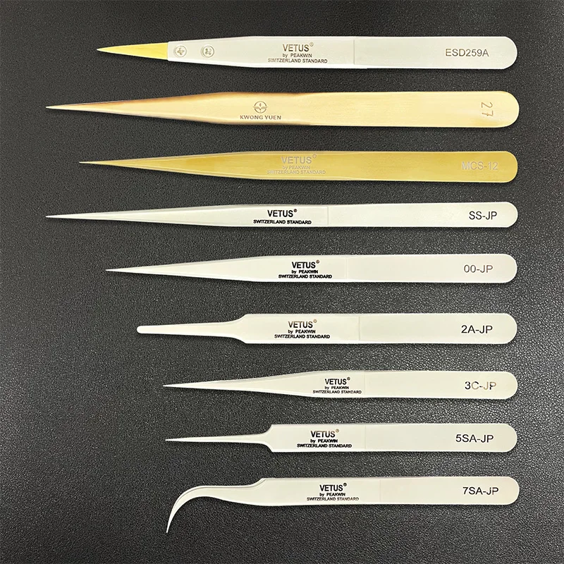 Kwong Yuen Edelstahl-Uhrenreparaturpinzette mit feiner Spitze, rutschfester Befestigung und spitzer Spitze für präzises Arbeiten – Detail 2