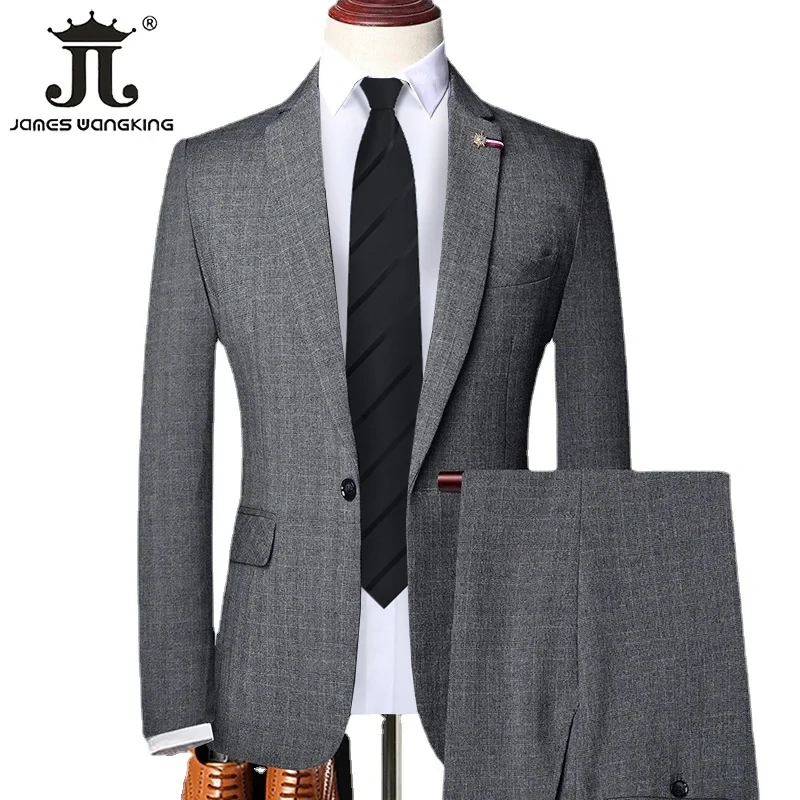 

S-6XL Blazer Pants Office Business Classic Plaid Mens Casual Business Suit Two Pieces Groom Wedding Dress Suit Jacket Trousers