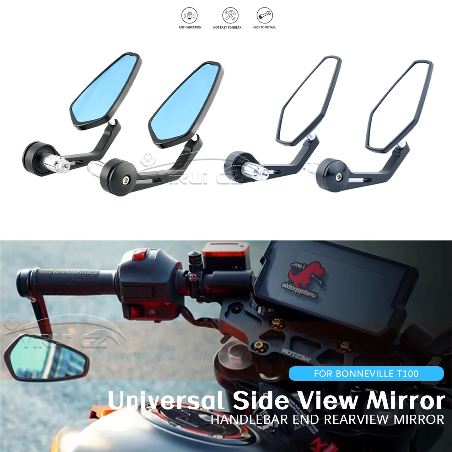 

Motorcycle Mirror 7/8" Handlebar End Rearview Mirror Universal Side View Mirror Motorcycle Rearview Mirrors FOR Bonneville T 100