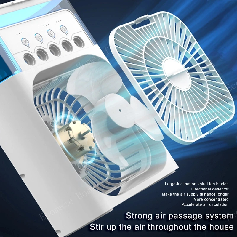Xiaomi 3-in-1 Portable Air Conditioner Fan With LED Night Light Household Mini Humidifier Air Cooler Office Home Adjustable Fan