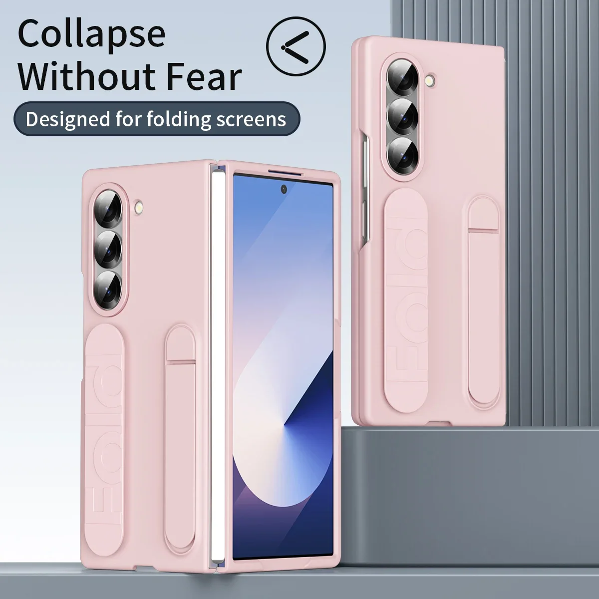 Skin Friendly Matte Silicone Wristband Bracket Case for Samsung Galaxy Z Fold 6 5 Optional with Tempered Glass Shockproof Cover