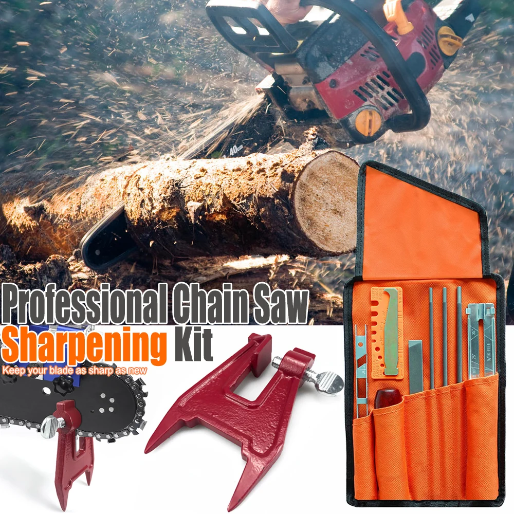 

Professional Chainsaw Sharpening Kit | Portable Chainsaw Chain Sharpener Tool Set with File Guide & Clamp for Woodworking