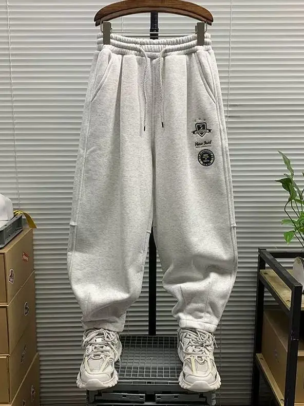 

Мужские повседневные брюки больших размеров в американском ретро-стиле, широкие, свободного прямого кроя, осенне-зимние, удобные спортивные штаны