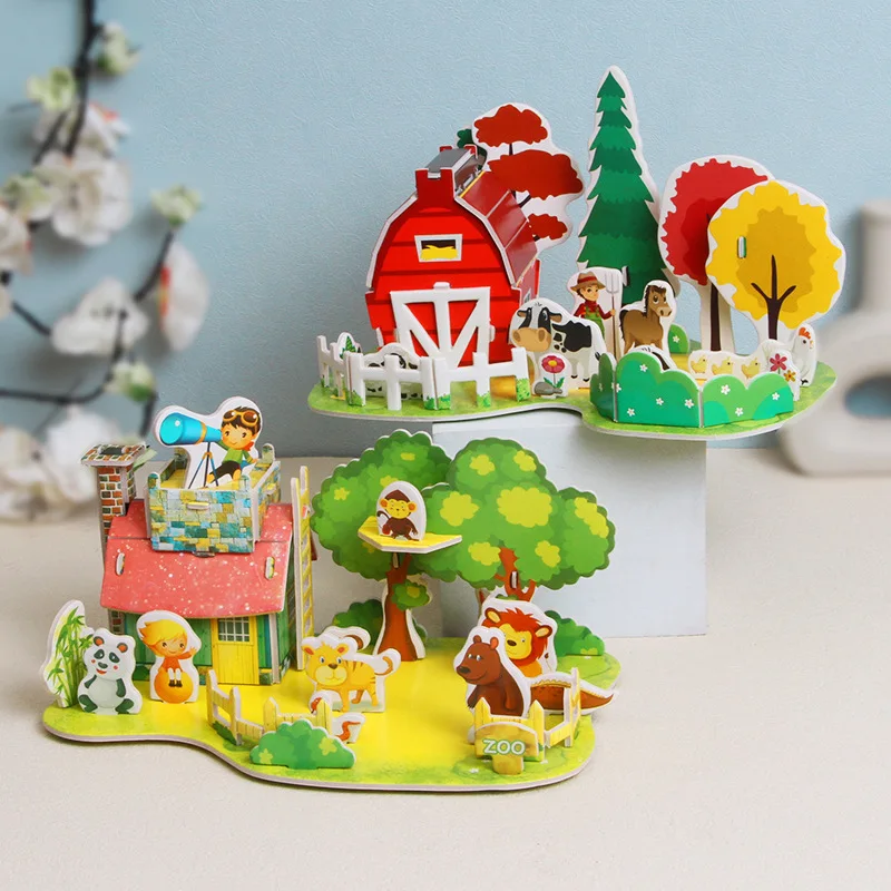 DIY Zappeln Spielzeug 3D Puzzle Papier Haus Kindergarten Frühe Bildung Puzzle Handgemachte kinder Grundschüler